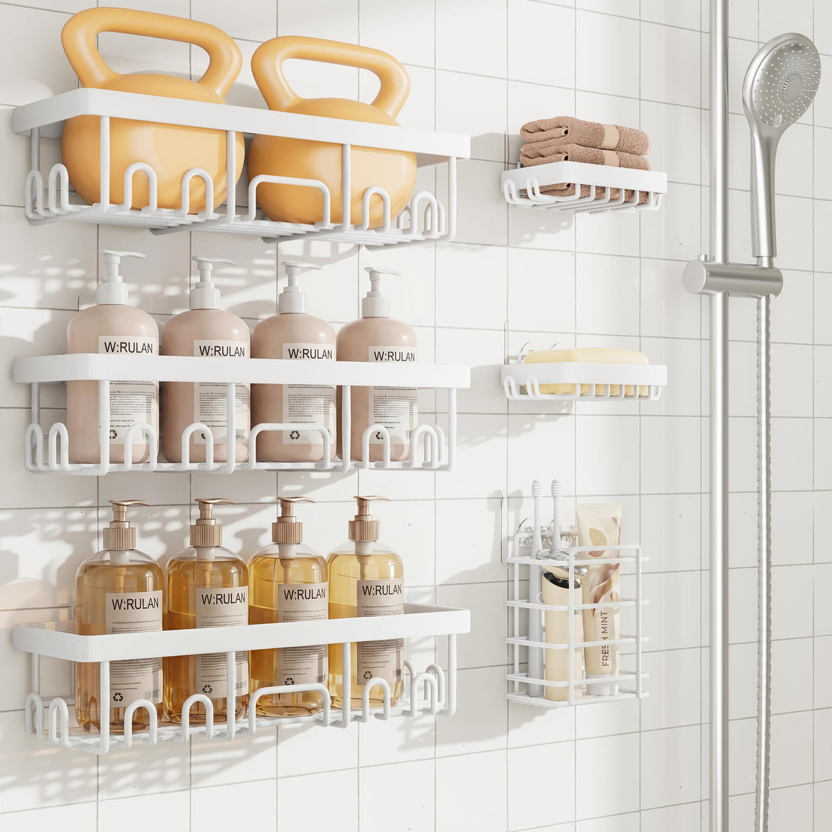 Veken Shower Caddy 6-Pack – Valentine's Day Gift for Her, Powder-Coated Rustproof Shower Organizer