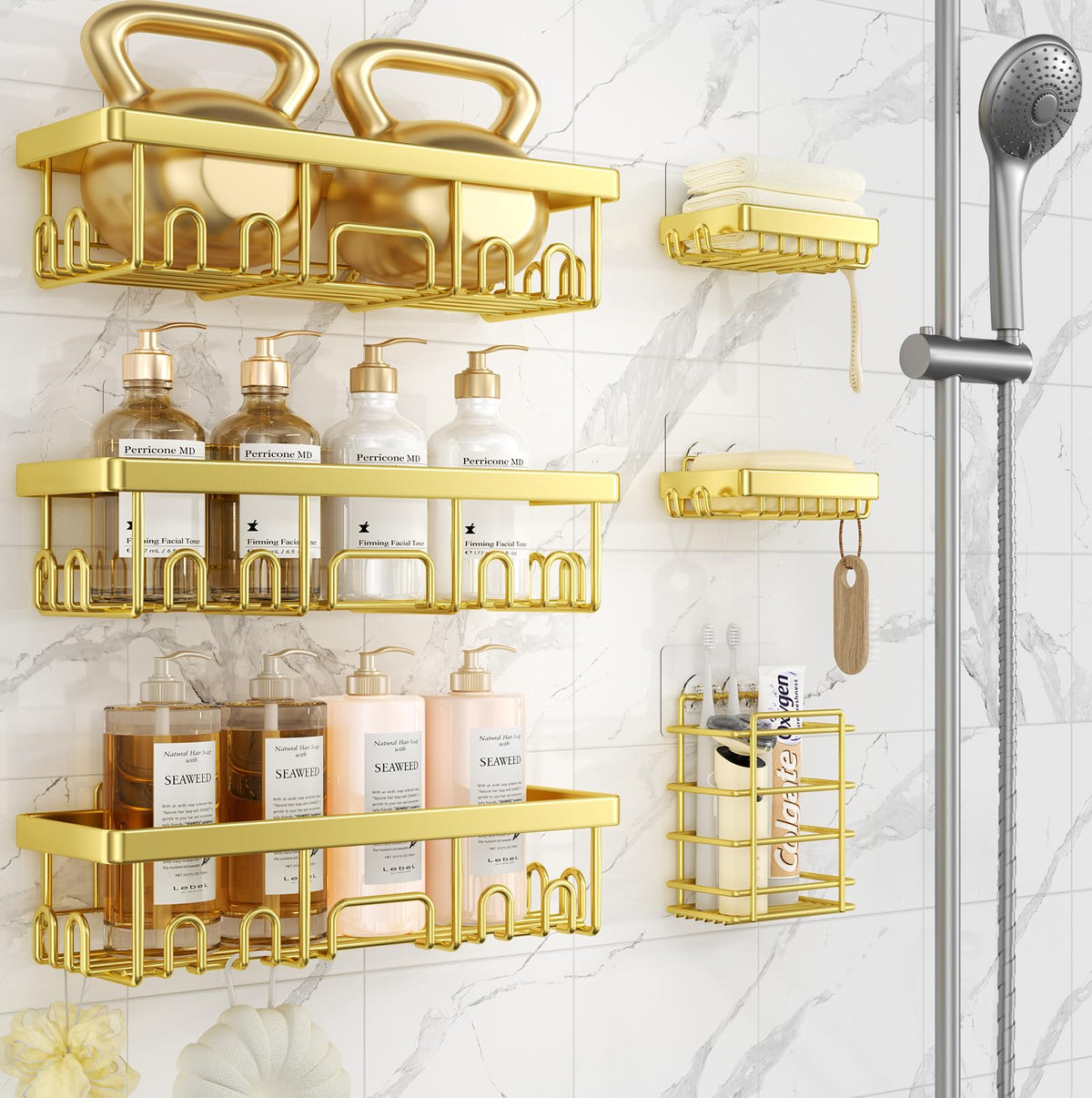 Veken Shower Caddy 6-Pack – Valentine's Day Gift for Her, Powder-Coated Rustproof Shower Organizer