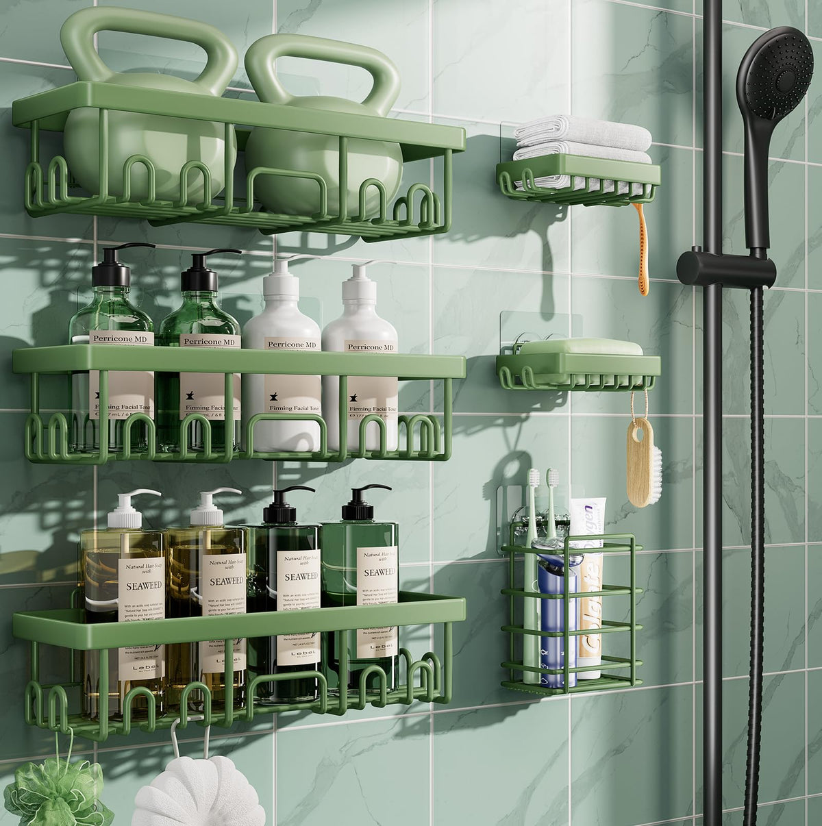 Veken Shower Caddy 6-Pack – Valentine's Day Gift for Her, Powder-Coated Rustproof Shower Organizer