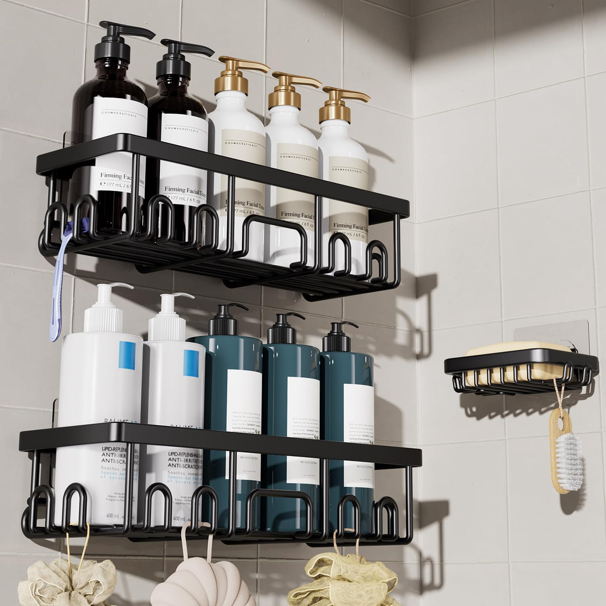 Veken Shower Caddy 6-Pack – Valentine's Day Gift for Her, Powder-Coated Rustproof Shower Organizer