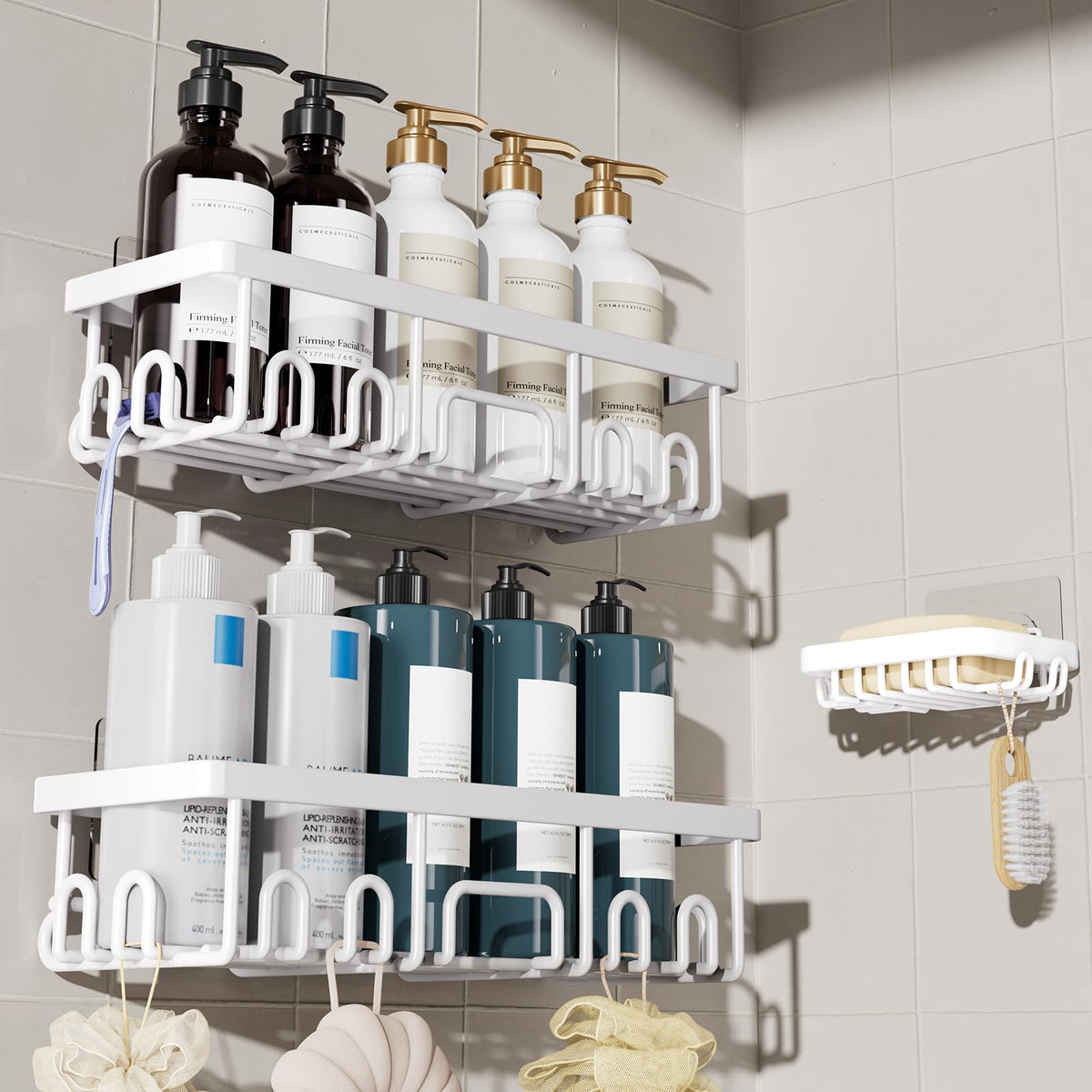 Veken Shower Caddy 6-Pack – Valentine's Day Gift for Her, Powder-Coated Rustproof Shower Organizer
