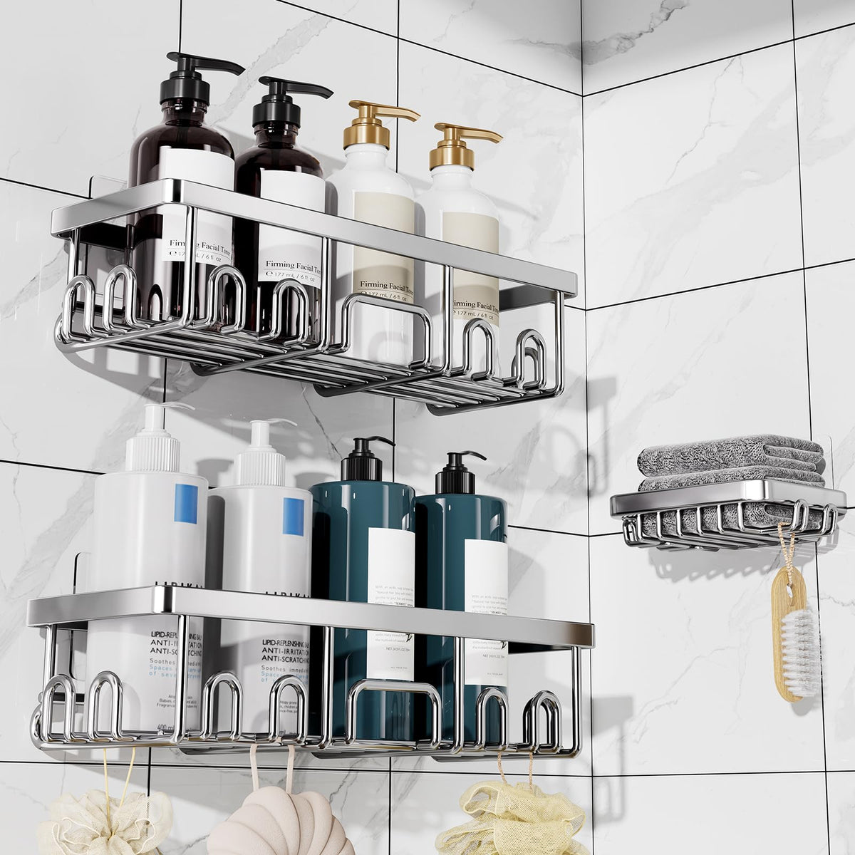 Veken Shower Caddy 6-Pack – Valentine's Day Gift for Her, Powder-Coated Rustproof Shower Organizer
