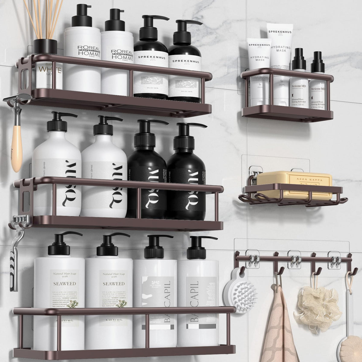 YASONIC Stainless Steel Shower Organizer – Durable Wall Storage for Tiny Home and Off-Grid Bath