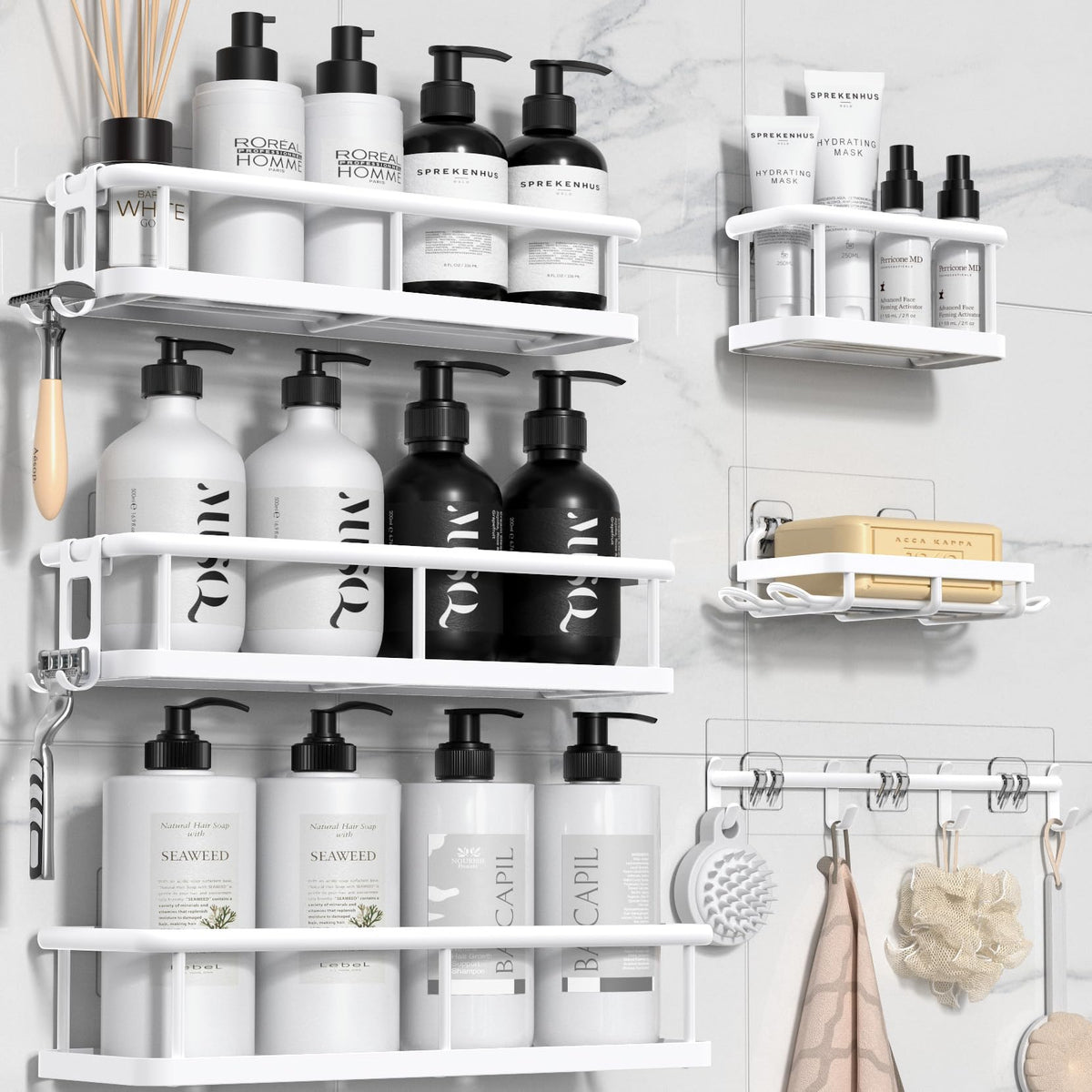 YASONIC Stainless Steel Shower Organizer – Durable Wall Storage for Tiny Home and Off-Grid Bath