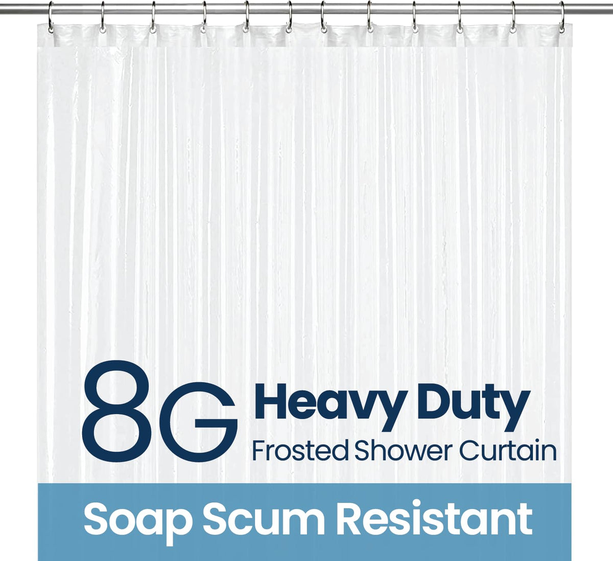 LiBa Non-Toxic PEVA Shower Curtain – Shared Kids Bathroom Waterproof Liner, Reinforced 72x72 Grommets for Active Families