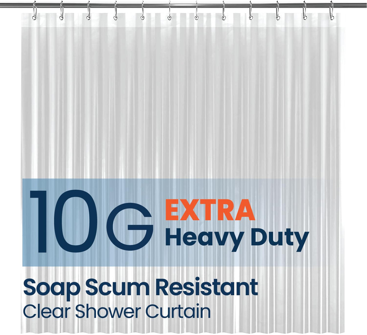 LiBa Non-Toxic PEVA Shower Curtain – Shared Kids Bathroom Waterproof Liner, Reinforced 72x72 Grommets for Active Families