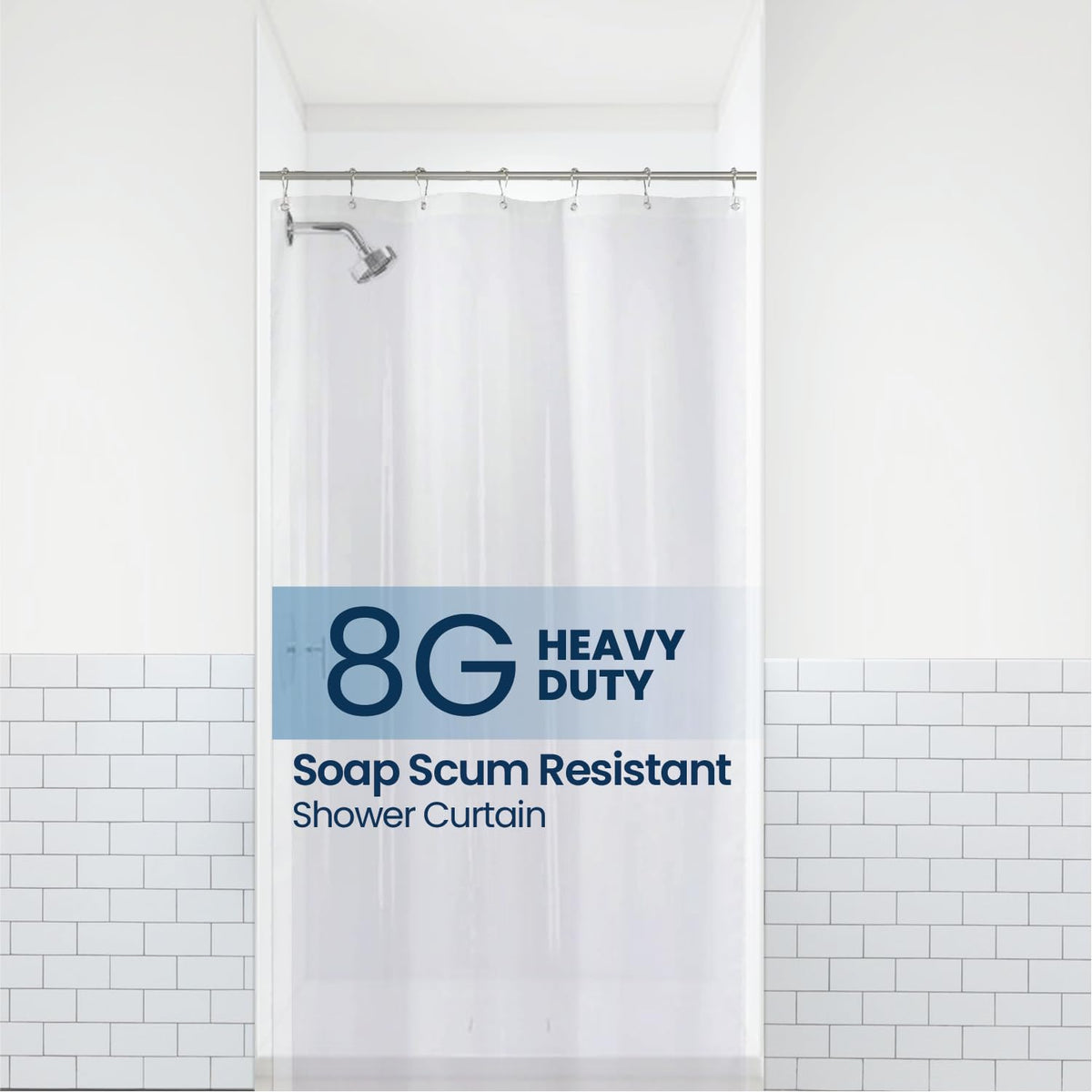 LiBa Non-Toxic PEVA Shower Curtain – Shared Kids Bathroom Waterproof Liner, Reinforced 72x72 Grommets for Active Families