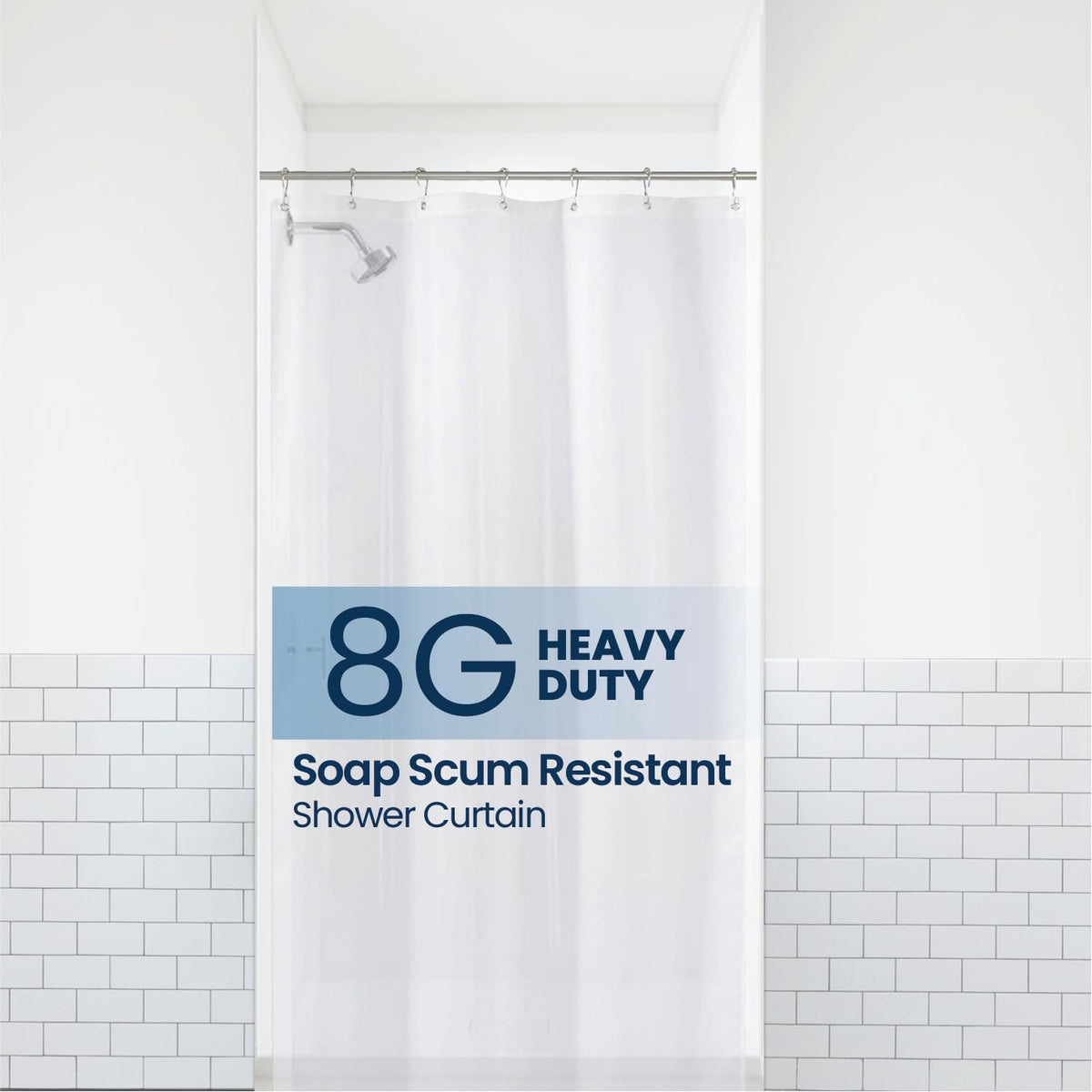 LiBa Non-Toxic PEVA Shower Curtain – Shared Kids Bathroom Waterproof Liner, Reinforced 72x72 Grommets for Active Families