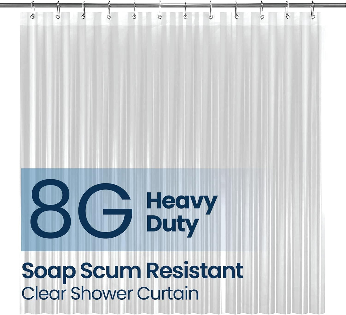 LiBa Non-Toxic PEVA Shower Curtain – Shared Kids Bathroom Waterproof Liner, Reinforced 72x72 Grommets for Active Families