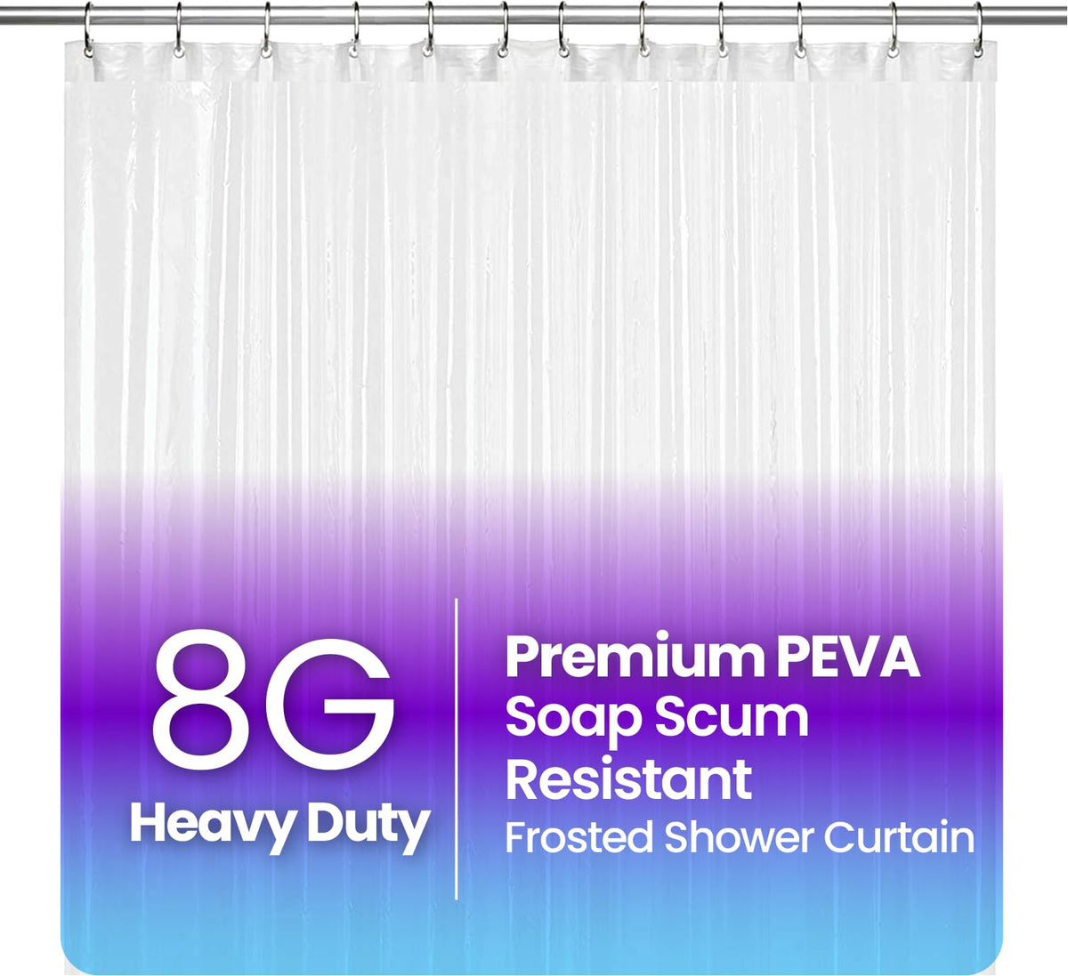 LiBa Non-Toxic PEVA Shower Curtain – Shared Kids Bathroom Waterproof Liner, Reinforced 72x72 Grommets for Active Families