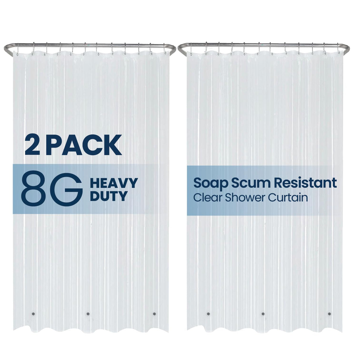 LiBa Non-Toxic PEVA Shower Curtain – Shared Kids Bathroom Waterproof Liner, Reinforced 72x72 Grommets for Active Families