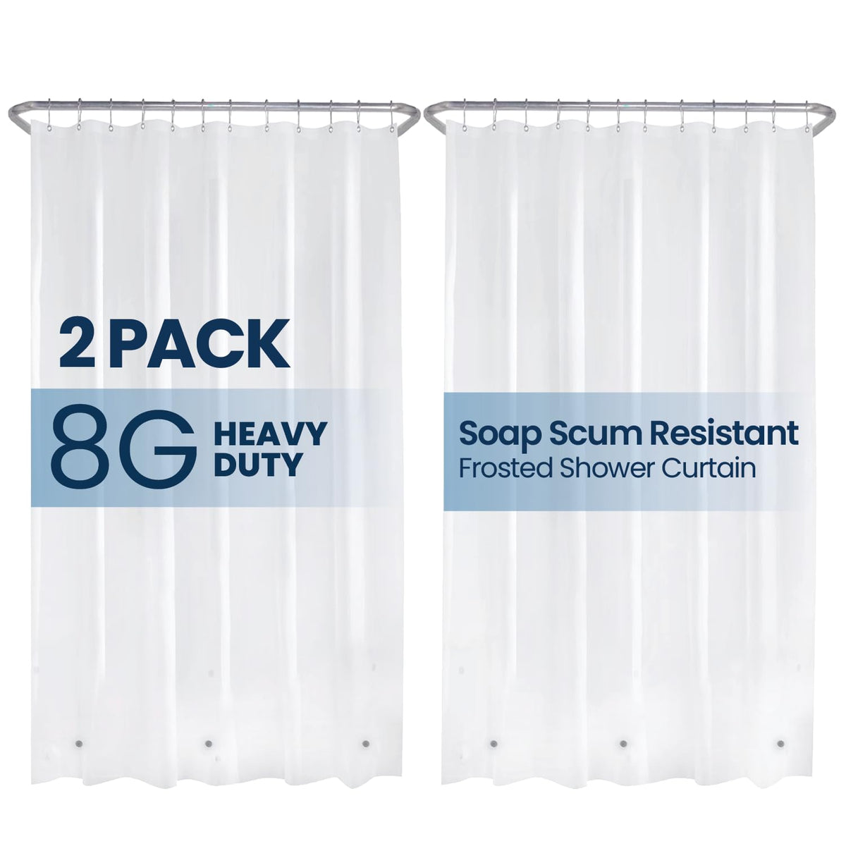 LiBa Non-Toxic PEVA Shower Curtain – Shared Kids Bathroom Waterproof Liner, Reinforced 72x72 Grommets for Active Families