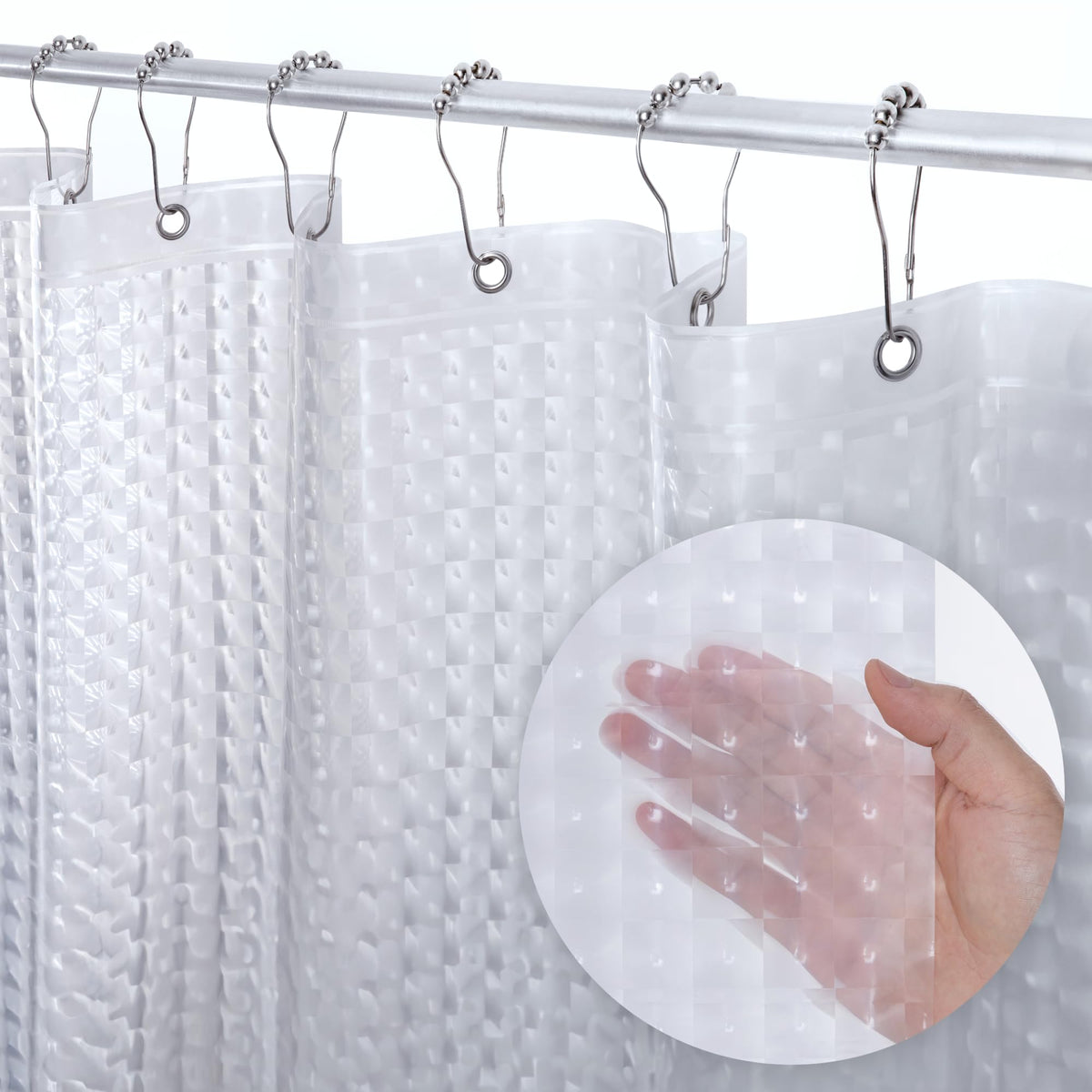 LiBa Non-Toxic PEVA Shower Curtain – Shared Kids Bathroom Waterproof Liner, Reinforced 72x72 Grommets for Active Families