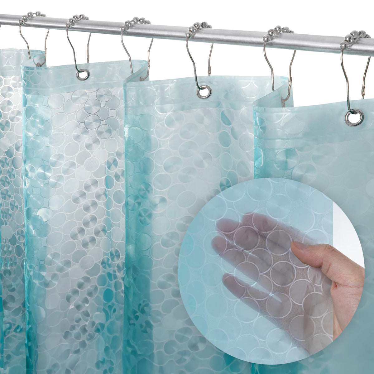 LiBa Non-Toxic PEVA Shower Curtain – Shared Kids Bathroom Waterproof Liner, Reinforced 72x72 Grommets for Active Families