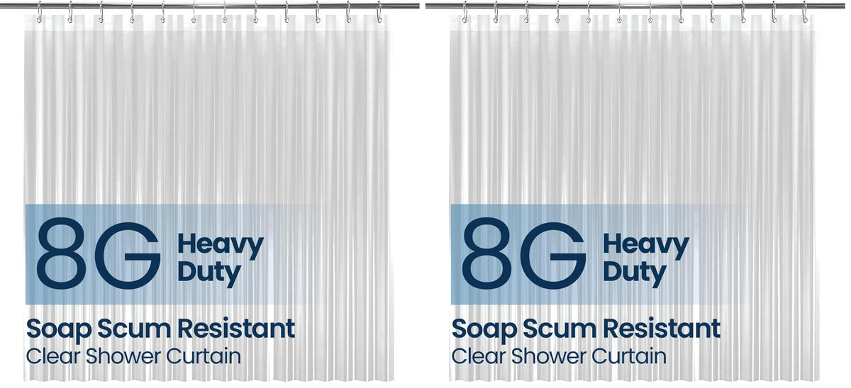 LiBa Non-Toxic PEVA Shower Curtain – Shared Kids Bathroom Waterproof Liner, Reinforced 72x72 Grommets for Active Families