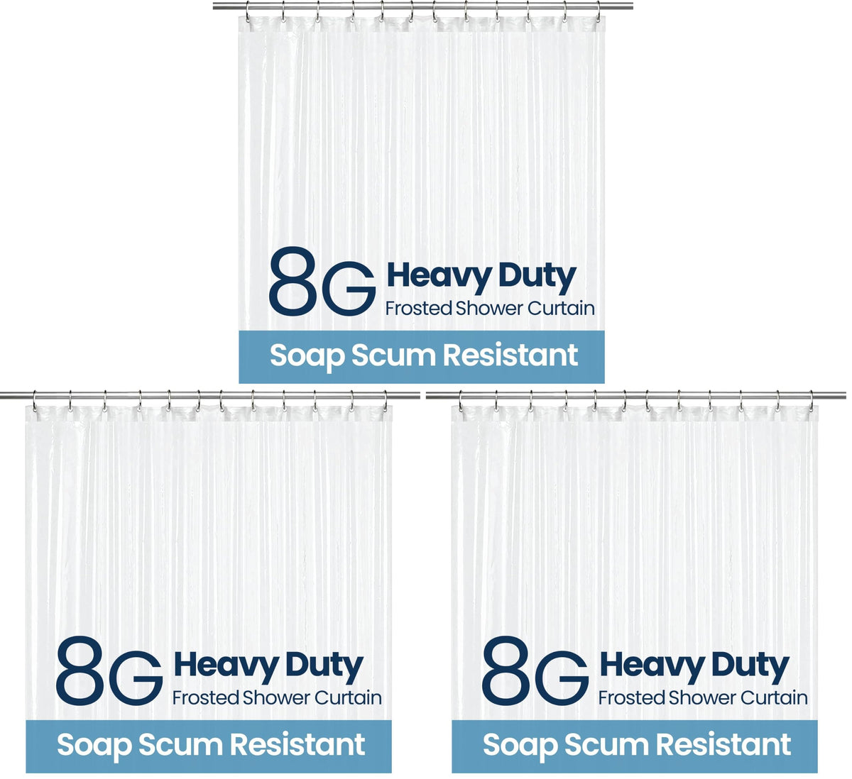 LiBa Non-Toxic PEVA Shower Curtain – Shared Kids Bathroom Waterproof Liner, Reinforced 72x72 Grommets for Active Families