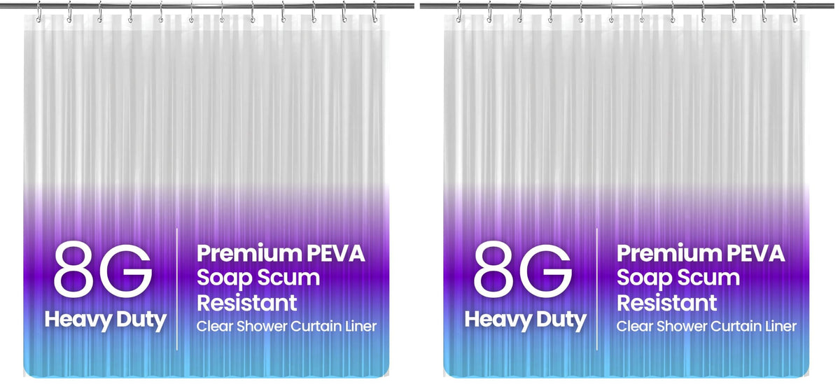 LiBa Non-Toxic PEVA Shower Curtain – Shared Kids Bathroom Waterproof Liner, Reinforced 72x72 Grommets for Active Families