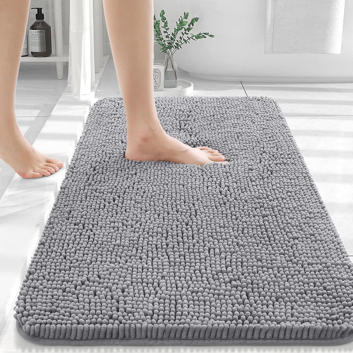 OLANLY Chenille Bathroom Rug – Housewarming Gift Set in Coordinated Colors and Sizes