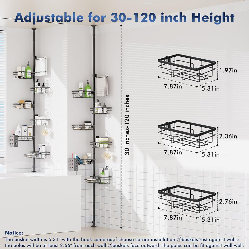 Shower Caddy Organizer Tension Pole – Gift Ready Bathroom Upgrade for Friends Who Just Renovated or Downsized