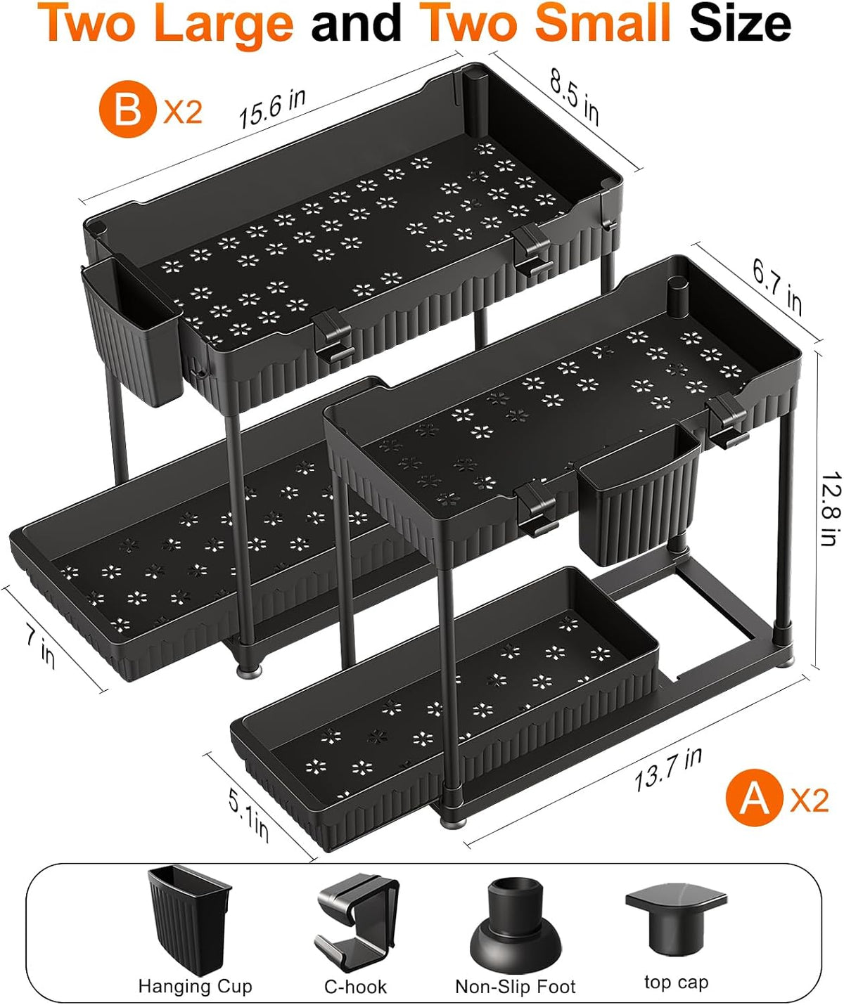 Sevenblue Slide-Out Sink Organizer, Calm and Orderly Storage Solution for Bathroom and Master Suite Retreats