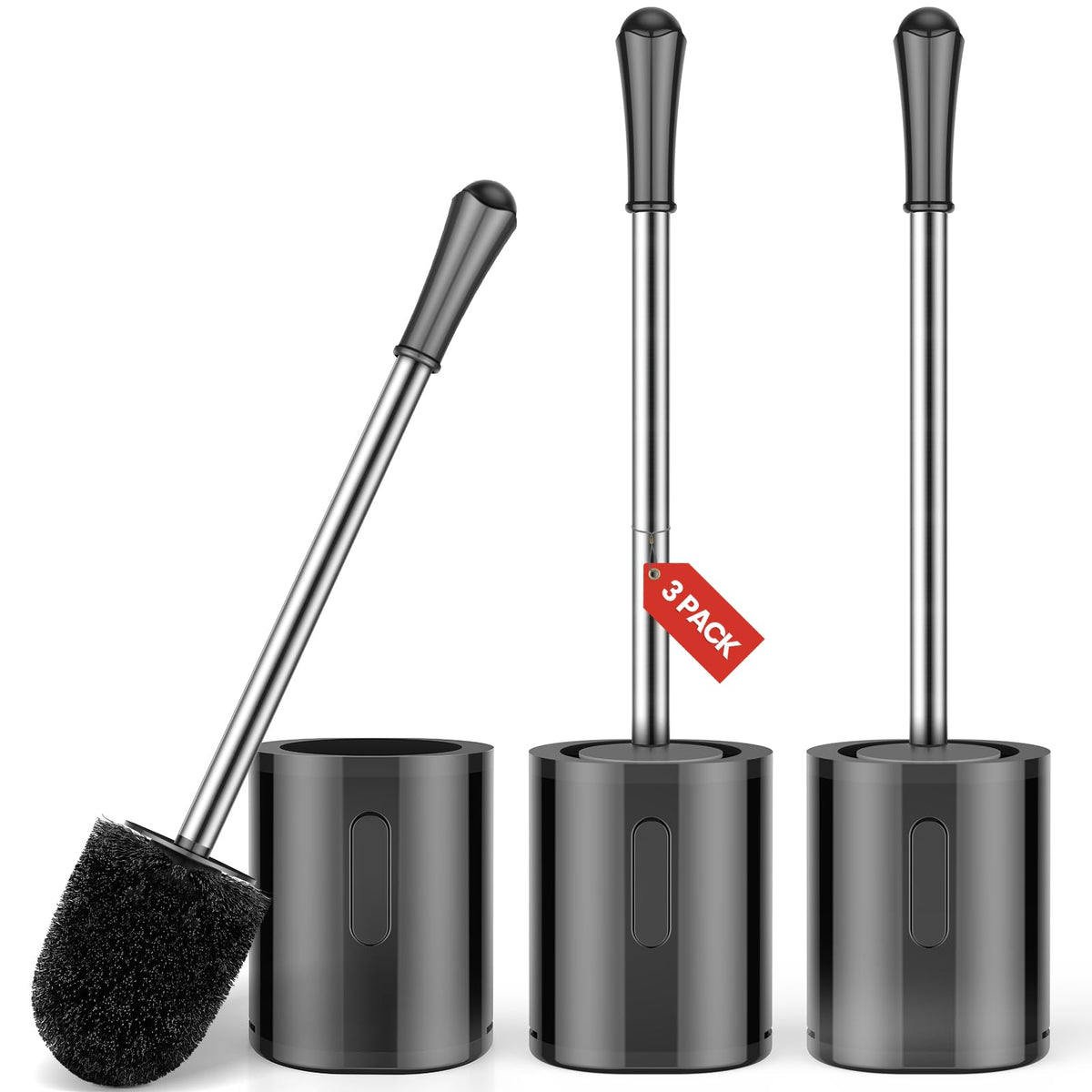 AONEZ Space-Saving Toilet Brush for Designer Powder Rooms, Three Color-Coordinated Finishes