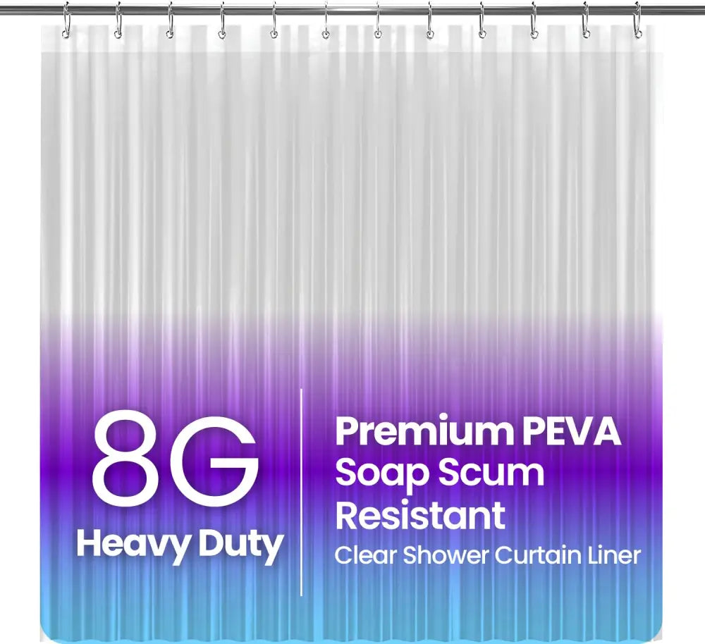 LiBa Non-Toxic PEVA Shower Curtain – Shared Kids Bathroom Waterproof Liner Reinforced 72x72 Grommets for Active