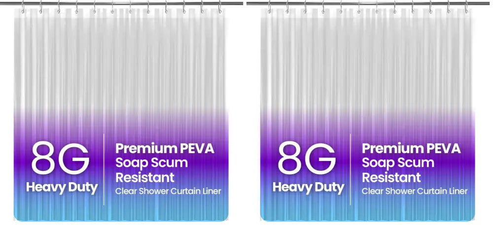 LiBa Non-Toxic PEVA Shower Curtain – Shared Kids Bathroom Waterproof Liner Reinforced 72x72 Grommets for Active