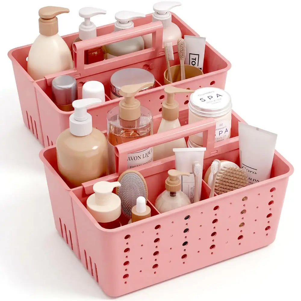 Lifewit Plastic Basket Organizer – Valentine’s Day Gift for Mom Everyday Bathroom Storage Upgrade - Pink - 2 - Shower