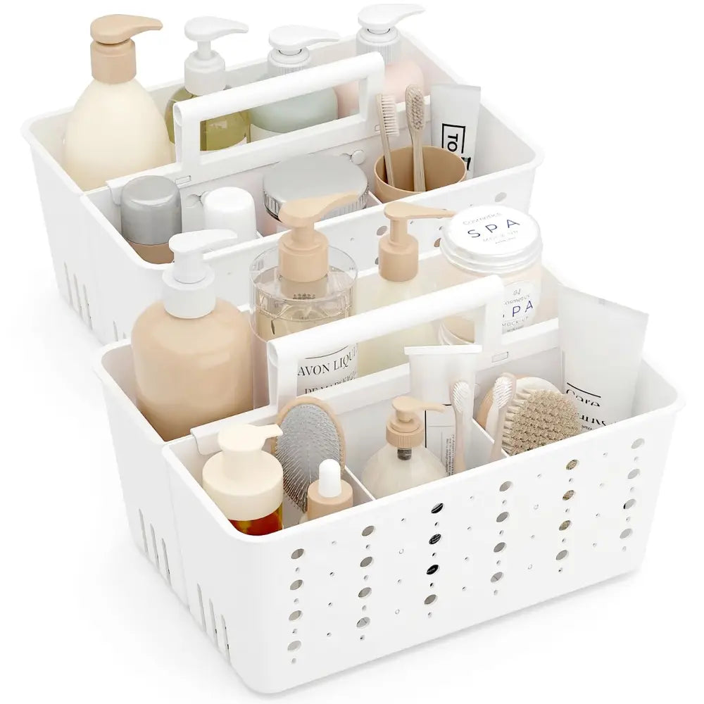 Lifewit Plastic Basket Organizer – Valentine’s Day Gift for Mom Everyday Bathroom Storage Upgrade - White - 2 - Shower