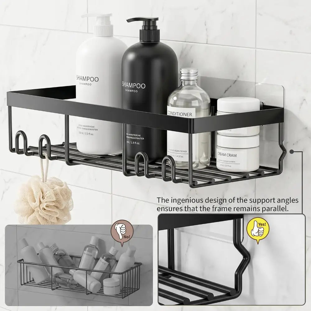 Moforoco Self-Adhesive Wall Shelf – Designer Bathroom Decor for Master Suite Powder-Coated Rustic Organizer - Shower