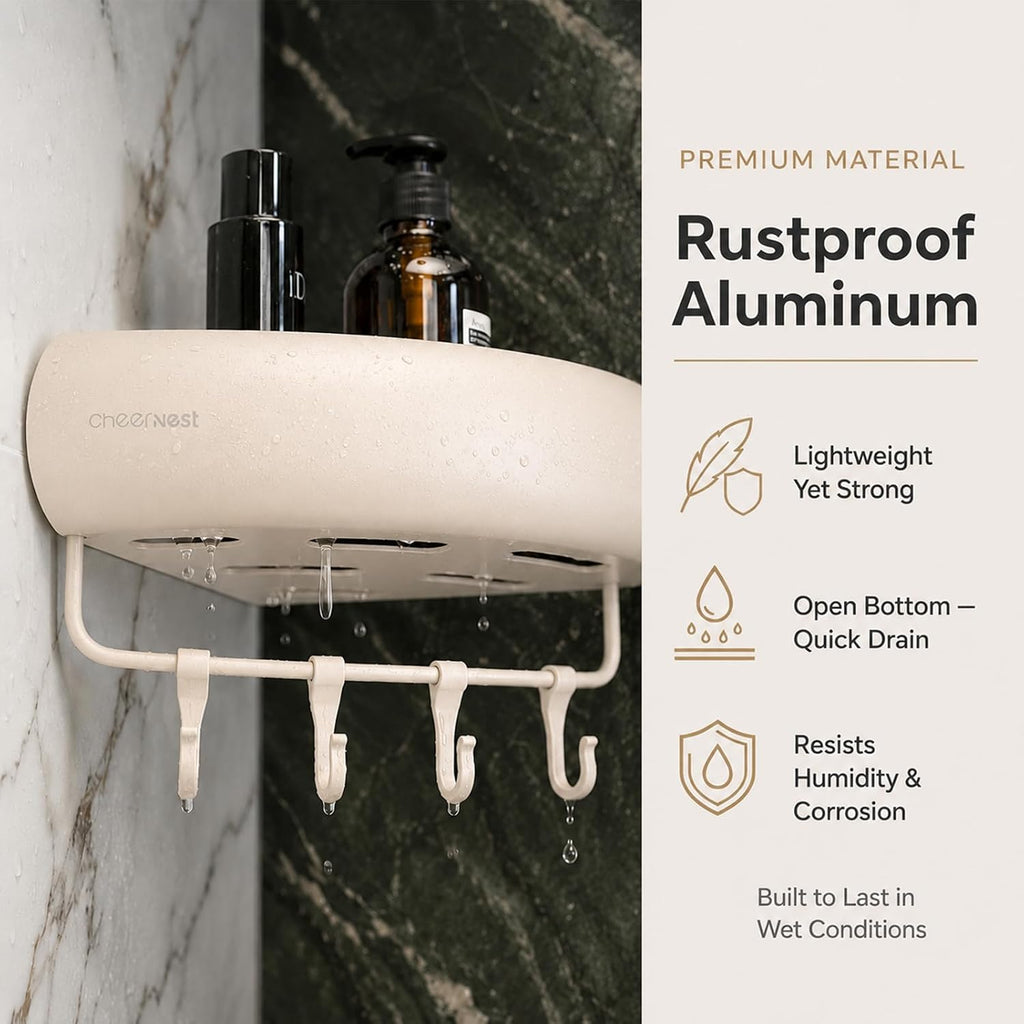 No-Damage Corner Shower Caddy 2 Pack Adhesive, Wall-Mounted Organizer | Drill-Free Storage for Landlord-Approved Bathrooms