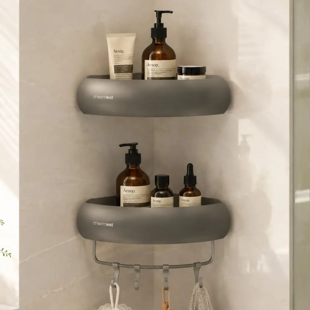No-Damage Corner Shower Caddy 2 Pack Adhesive Wall-Mounted Organizer | Drill-Free Storage for Landlord-Approved
