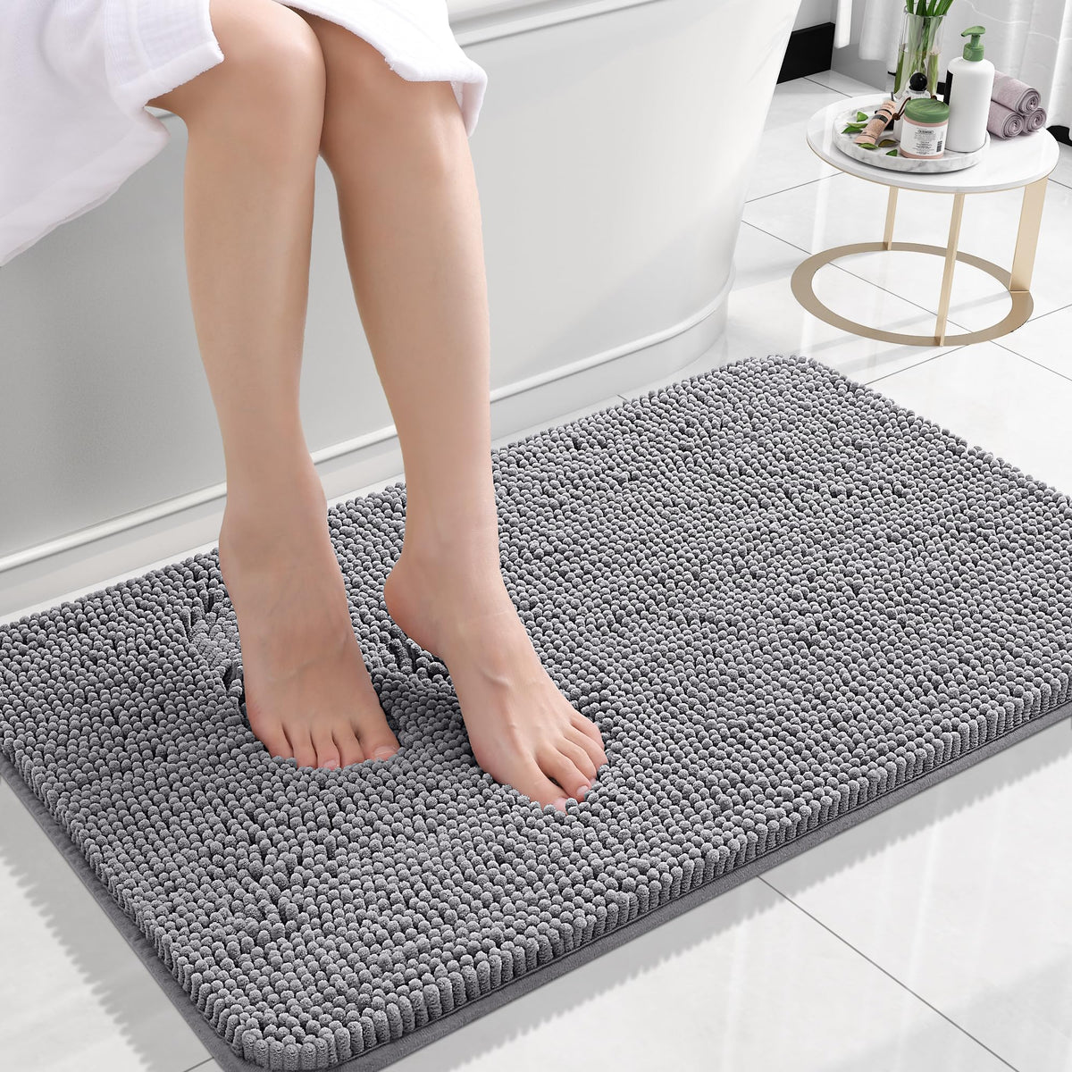 OLANLY Chenille Bathroom Rug – Housewarming Gift Set in Coordinated Colors and Sizes