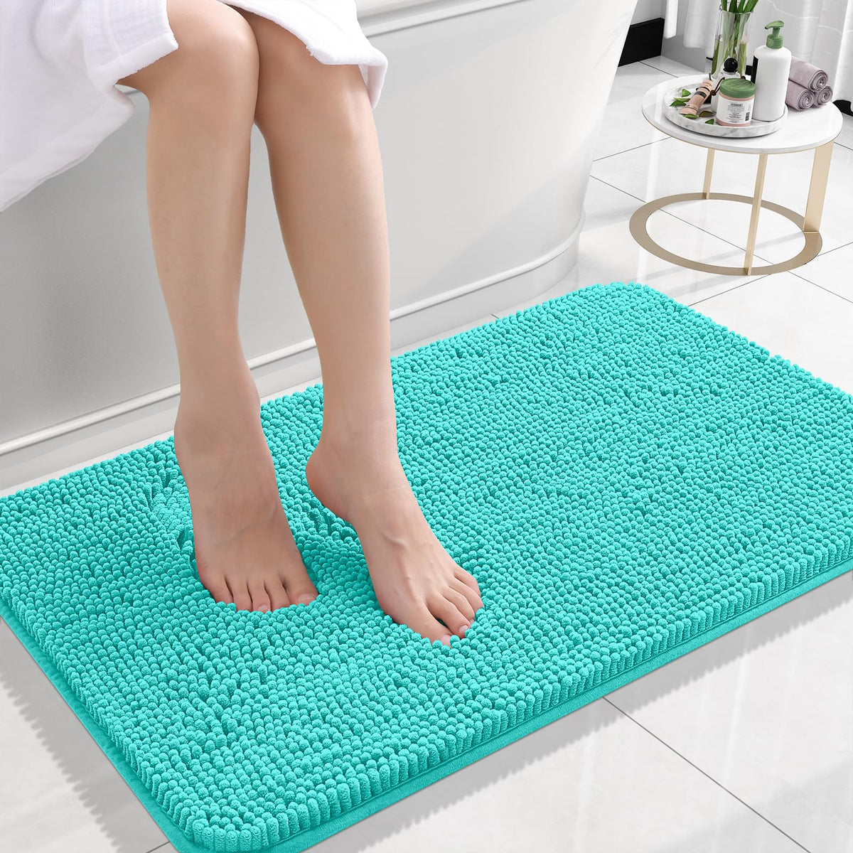 OLANLY Chenille Bathroom Rug – Housewarming Gift Set in Coordinated Colors and Sizes