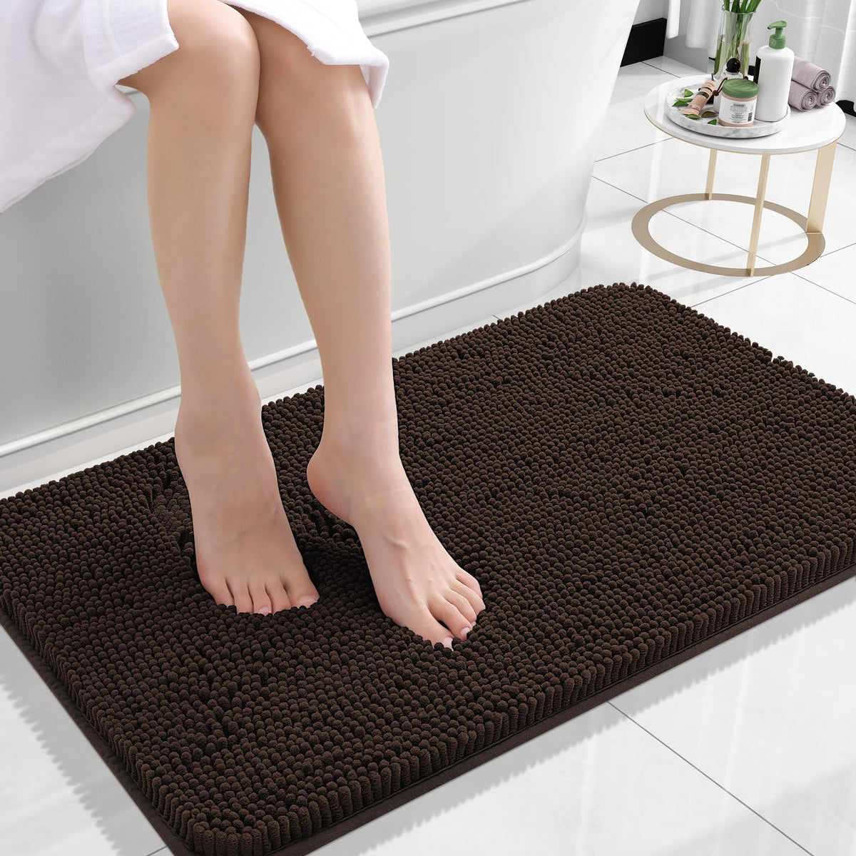 OLANLY Chenille Bathroom Rug – Housewarming Gift Set in Coordinated Colors and Sizes