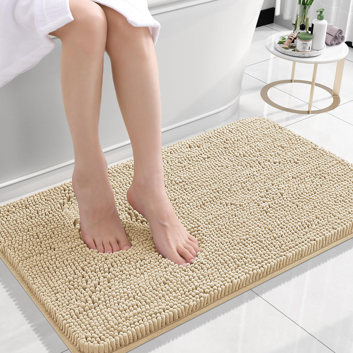OLANLY Chenille Bathroom Rug – Housewarming Gift Set in Coordinated Colors and Sizes