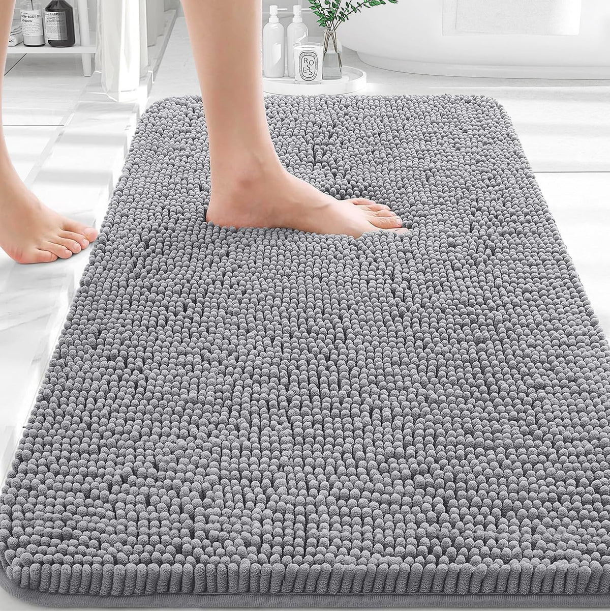 OLANLY Chenille Bathroom Rug – Housewarming Gift Set in Coordinated Colors and Sizes
