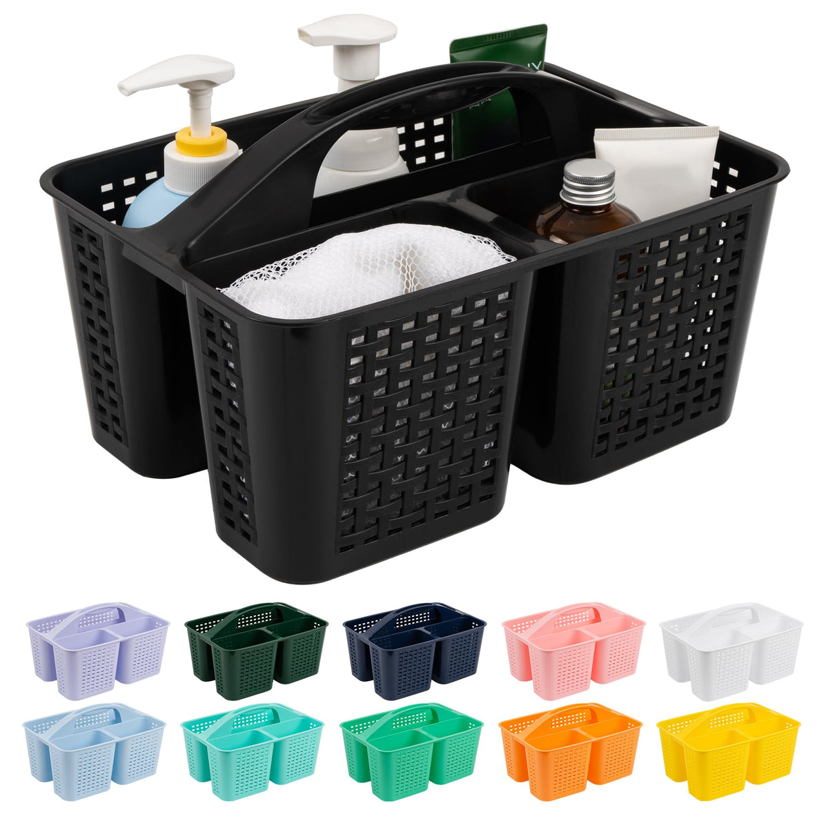 Tiawudi Plastic Bathroom Caddy in Violet and Dark Blue, Fashion-Forward Organizer for Cohesive Room Styling