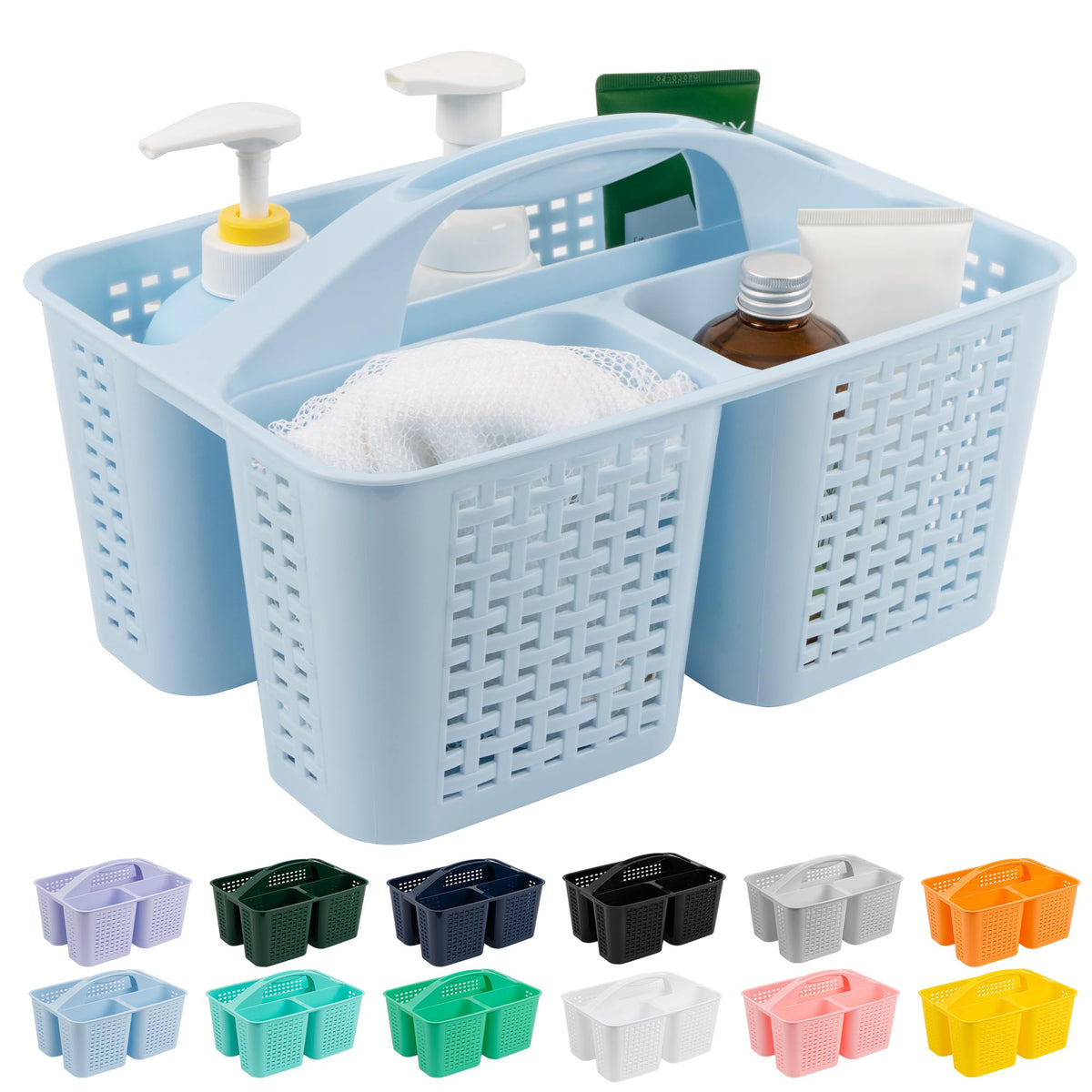 Tiawudi Plastic Bathroom Caddy in Violet and Dark Blue, Fashion-Forward Organizer for Cohesive Room Styling