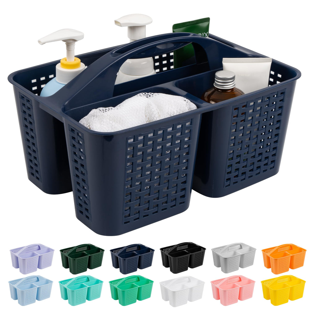 Tiawudi Plastic Bathroom Caddy in Violet and Dark Blue, Fashion-Forward Organizer for Cohesive Room Styling