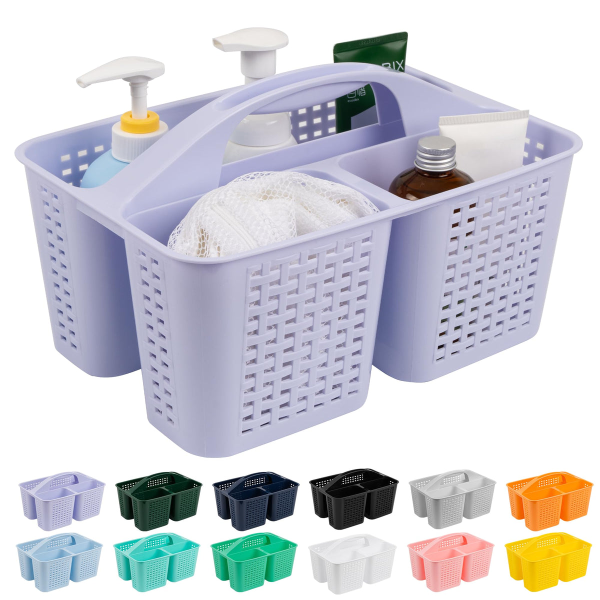 Tiawudi Plastic Bathroom Caddy in Violet and Dark Blue, Fashion-Forward Organizer for Cohesive Room Styling