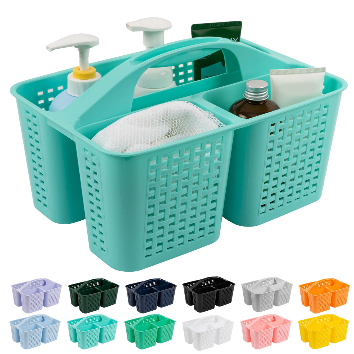 Tiawudi Plastic Bathroom Caddy in Violet and Dark Blue, Fashion-Forward Organizer for Cohesive Room Styling