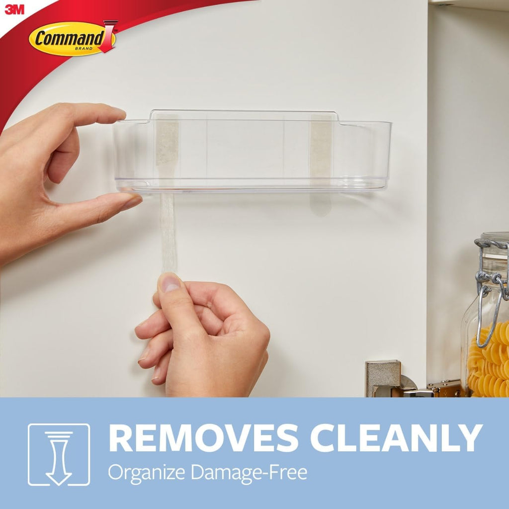 Command Large Caddy for Minimalist Bathroom Storage, Clear Wall Organizer