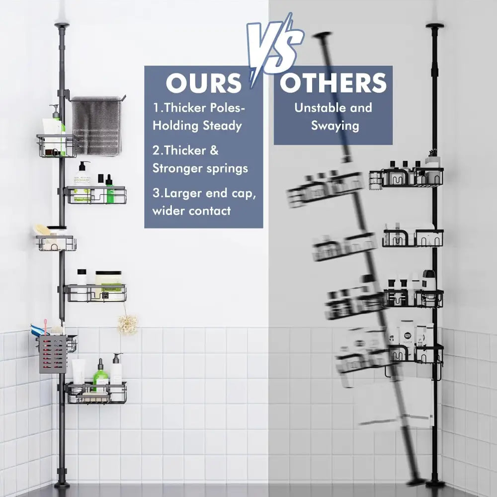 Shower Caddy Organizer Tension Pole – Gift Ready Bathroom Upgrade for Friends Who Just Renovated or Downsized - Shower
