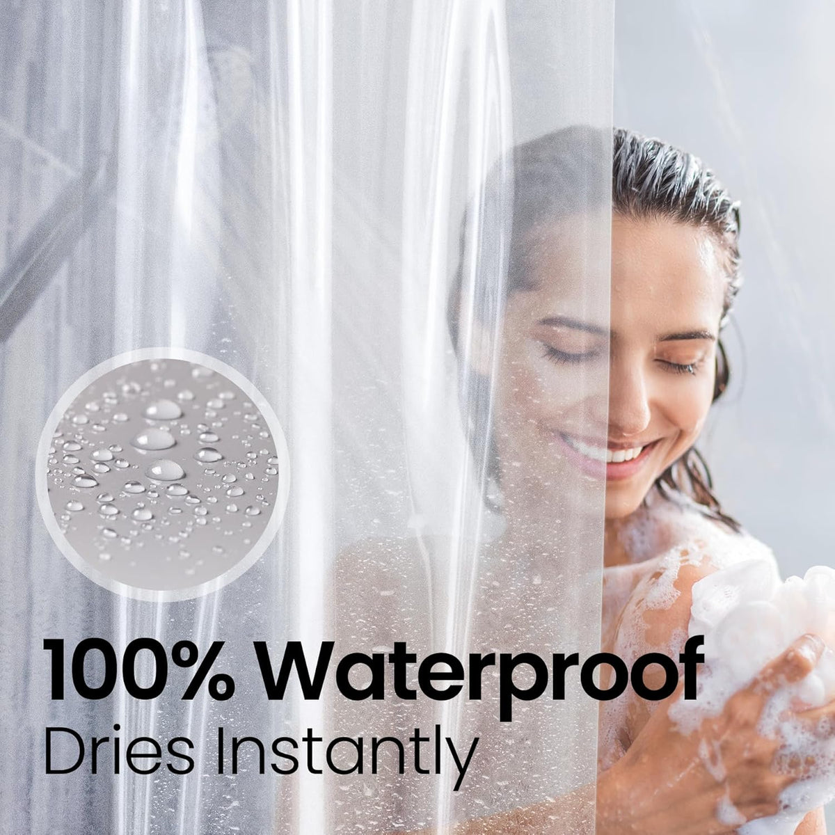 LiBa Non-Toxic PEVA Shower Curtain – Shared Kids Bathroom Waterproof Liner, Reinforced 72x72 Grommets for Active Families