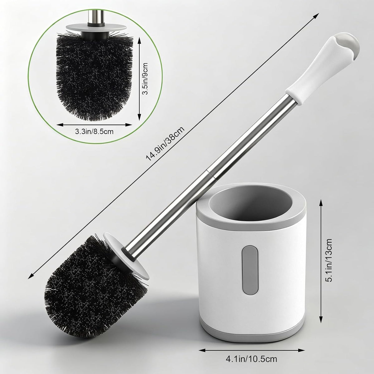 AONEZ Space-Saving Toilet Brush for Designer Powder Rooms, Three Color-Coordinated Finishes