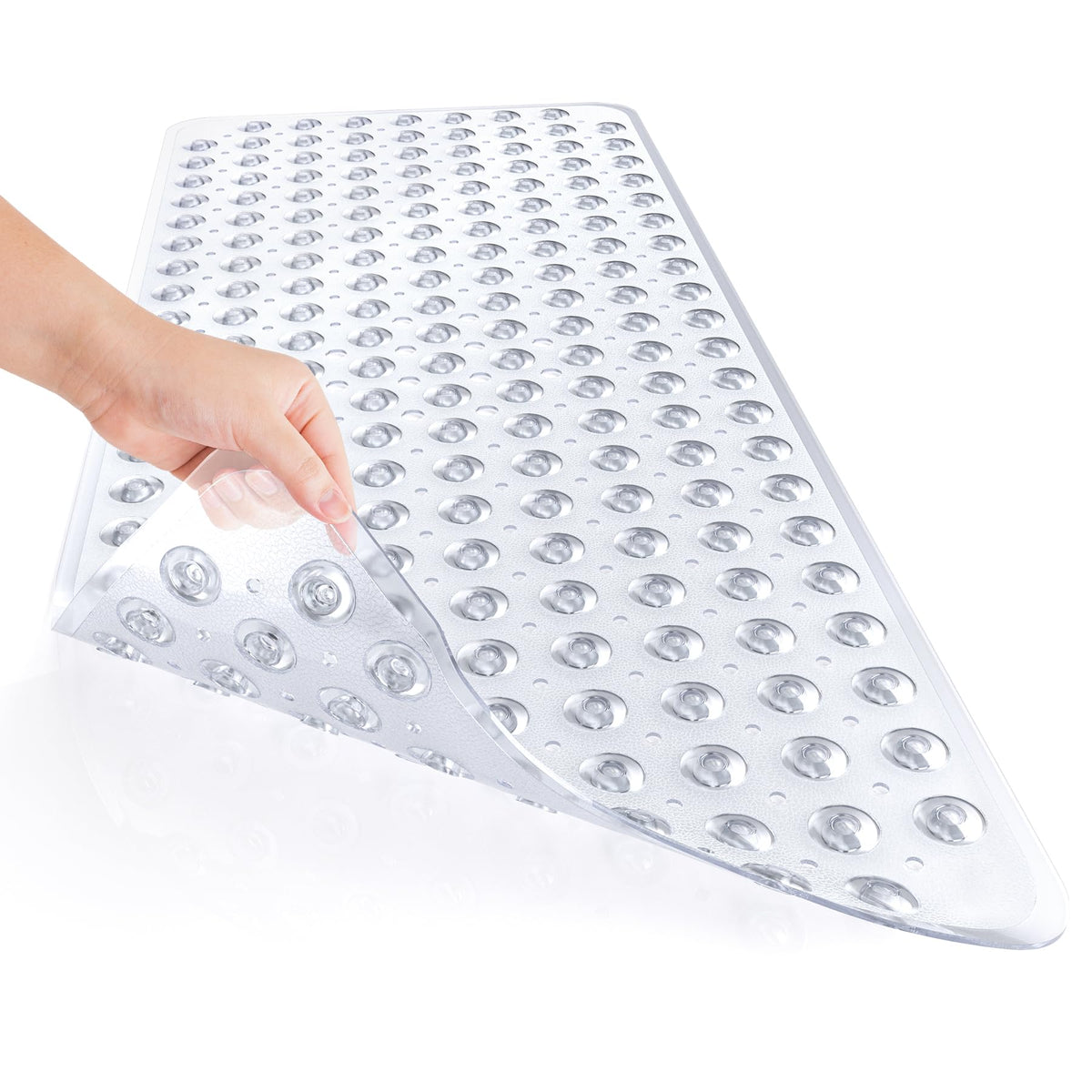 AmazerBath Shower Mat Non Slip 40 x 16 Inches, 16 Color Bath Mat for Bathroom Decor and Style Coordination, Clear Blue