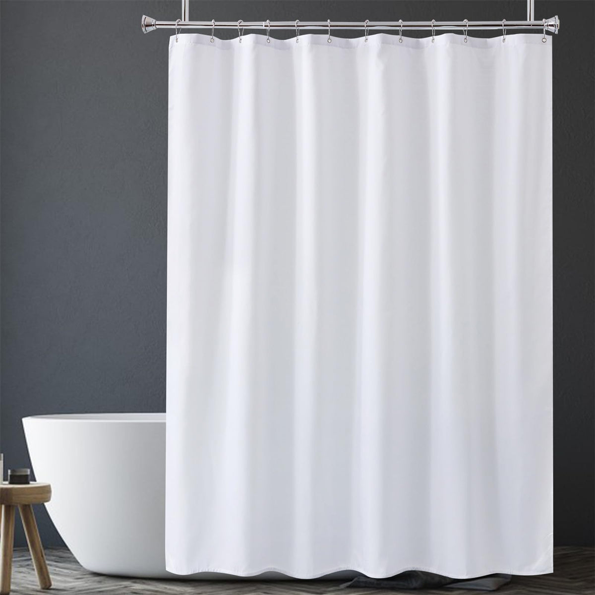 Amazer Solid Sage Green Shower Curtain 2-in-1 – Bathroom Decor Refresh with Fabric Liner, 120GSM Heavy Duty