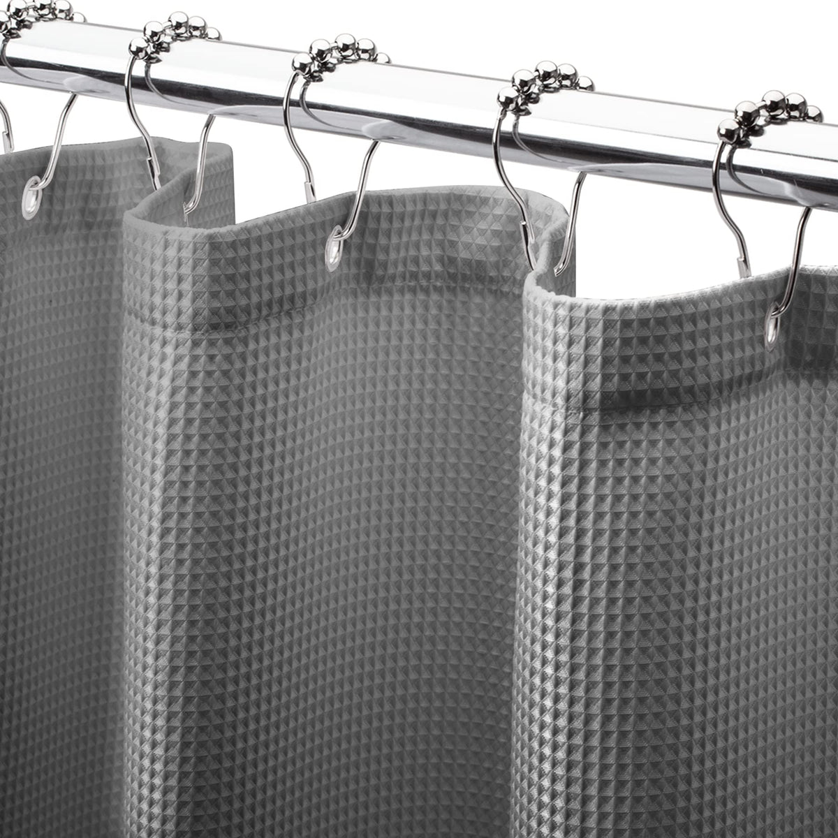 AmazerBath Solid Waffle Shower Curtain – Clean Minimalist Bathroom Refresh, Neutral Tones 240GSM Polyester
