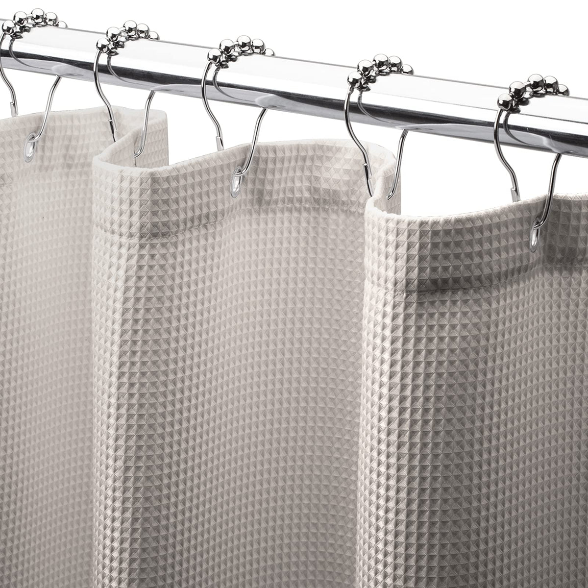 AmazerBath Solid Waffle Shower Curtain – Clean Minimalist Bathroom Refresh, Neutral Tones 240GSM Polyester